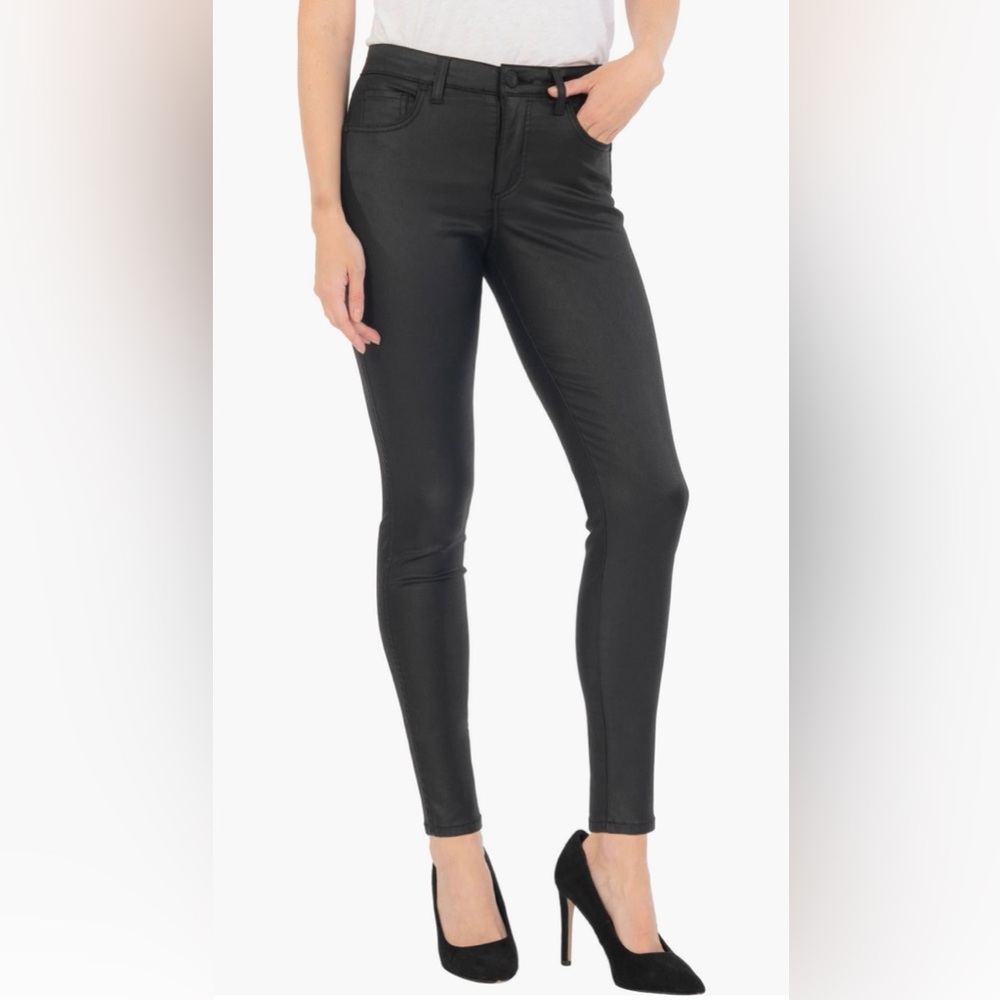 KUT From The Kloth Donna Fab Ab High Rise Ankle Skinny Coated Black Size 10 NWT